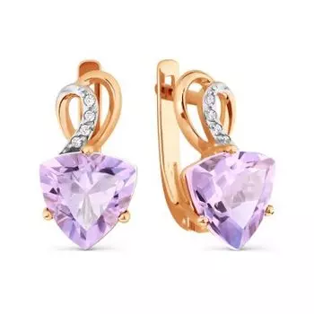 Серьги с аметистами и фианитами Линии Любви
