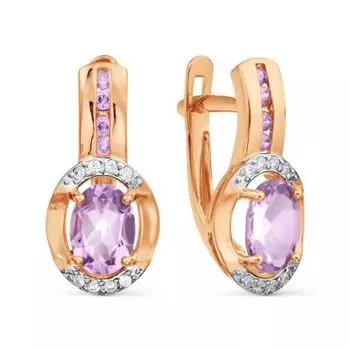 Серьги с аметистами и фианитами Линии Любви