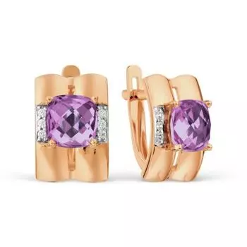 Серьги с аметистами и фианитами Линии Любви