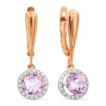 Серьги с аметистами и фианитами Линии Любви