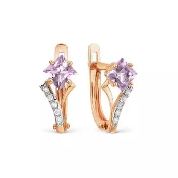 Серьги с аметистами и фианитами Линии Любви