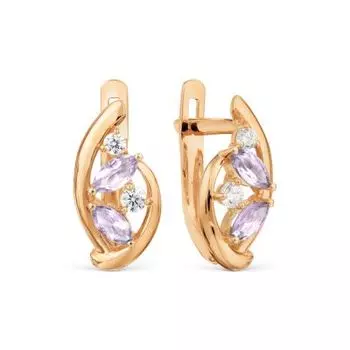 Серьги с аметистами и фианитами Линии Любви