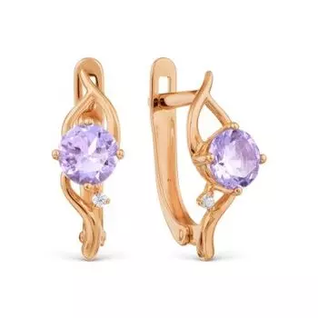 Серьги с аметистами и фианитами Линии Любви