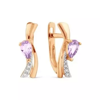 Серьги с аметистами и фианитами Линии Любви