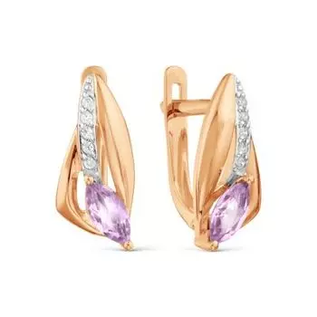 Серьги с аметистами и фианитами Линии Любви