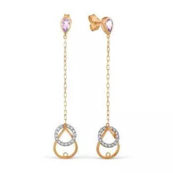 Серьги с аметистами и фианитами Линии Любви