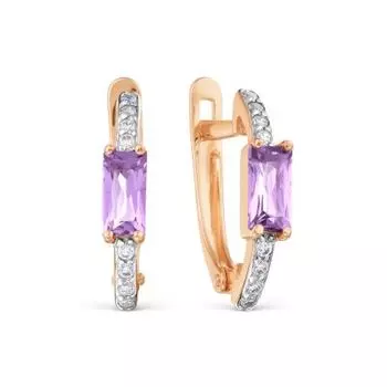 Серьги с аметистами и фианитами Линии Любви