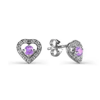 Серьги с аметистами и фианитами Линии Любви