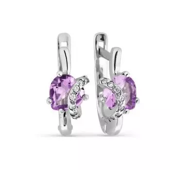 Серьги с аметистами и фианитами Линии Любви