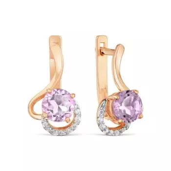 Серьги с аметистами и фианитами Линии Любви