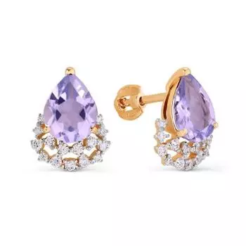 Серьги с аметистами и фианитами Линии Любви