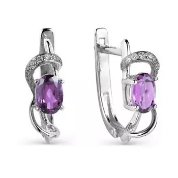 Серьги с аметистами и фианитами Линии Любви