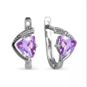 Серьги с аметистами и фианитами Линии Любви