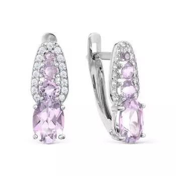 Серьги с аметистами и фианитами Линии Любви