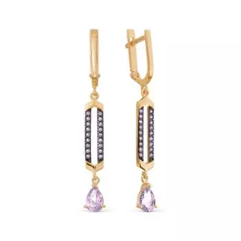 Серьги с аметистами и фианитами Линии Любви
