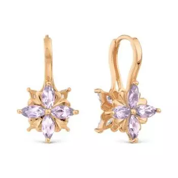 Серьги с аметистами и фианитами Линии Любви