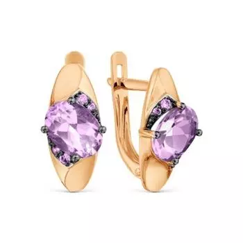 Серьги с аметистами и фианитами Линии Любви