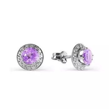 Серьги с аметистами и фианитами Линии Любви