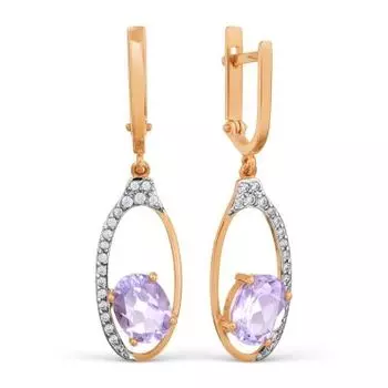 Серьги с аметистами и фианитами Линии Любви