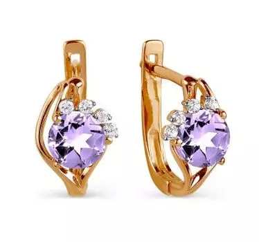 Серьги с аметистами и фианитами Линии Любви