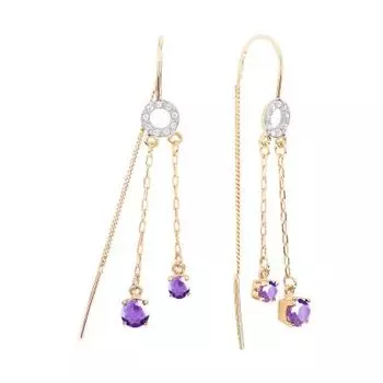 Серьги с аметистами и фианитами Линии Любви