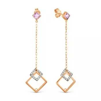 Серьги с аметистами и фианитами Линии Любви