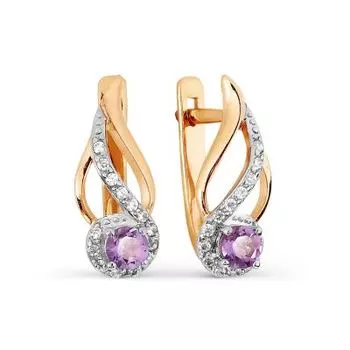 Серьги с аметистами и фианитами Линии Любви