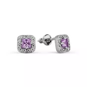 Серьги с аметистами и фианитами Линии Любви