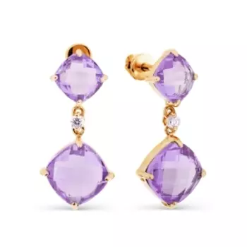 Серьги с аметистами и фианитами Линии Любви