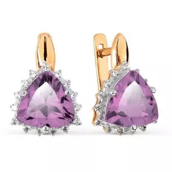 Серьги с аметистами и фианитами Линии Любви