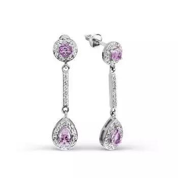 Серьги с аметистами и фианитами Линии Любви