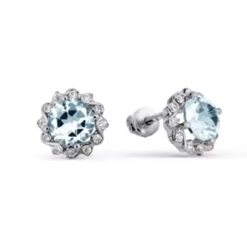 Серьги с аметистами и фианитами Линии Любви