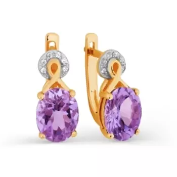 Серьги с аметистами и фианитами Линии Любви
