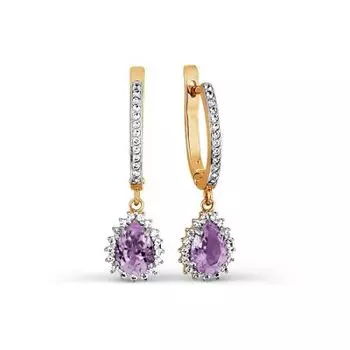 Серьги с аметистами и фианитами Линии Любви