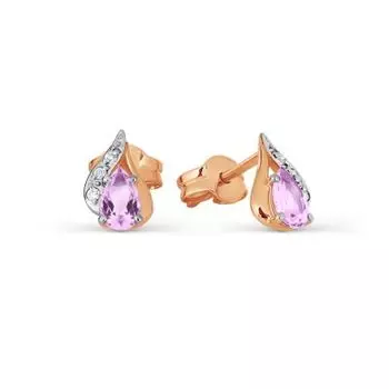 Серьги с аметистами и фианитами Линии Любви