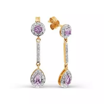 Серьги с аметистами и фианитами Линии Любви