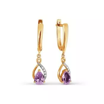 Серьги с аметистами и фианитами Линии Любви