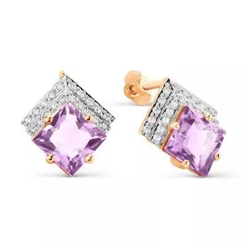 Серьги с аметистами и фианитами Линии Любви