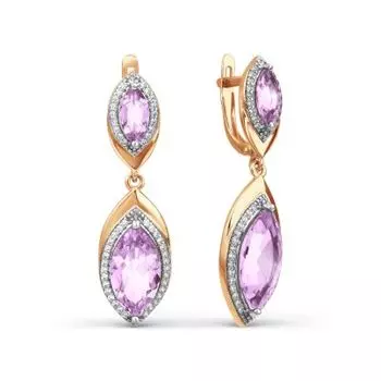 Серьги с аметистами и фианитами Линии Любви