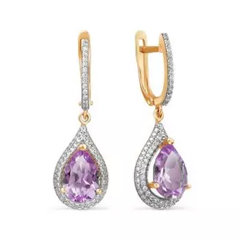 Серьги с аметистами и фианитами Линии Любви