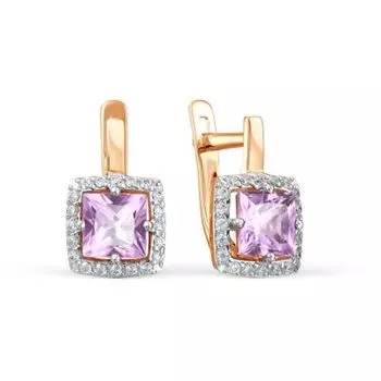 Серьги с аметистами и фианитами Линии Любви