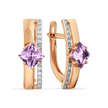 Серьги с аметистами и фианитами Линии Любви