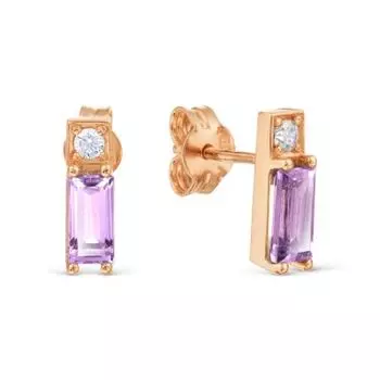 Серьги с аметистами и фианитами Линии Любви