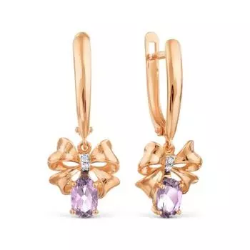 Серьги с аметистами и фианитами Линии Любви