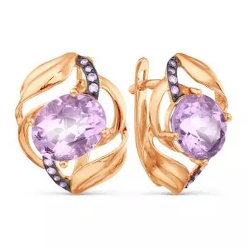 Серьги с аметистами и фианитами Линии Любви