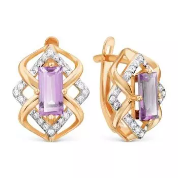 Серьги с аметистами и фианитами Линии Любви