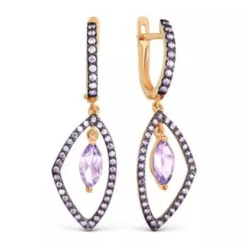 Серьги с аметистами и фианитами Линии Любви