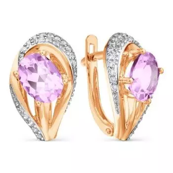 Серьги с аметистами и фианитами Линии Любви