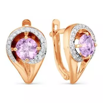 Серьги с аметистами и фианитами Линии Любви