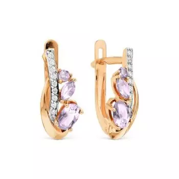 Серьги с аметистами и фианитами Линии Любви